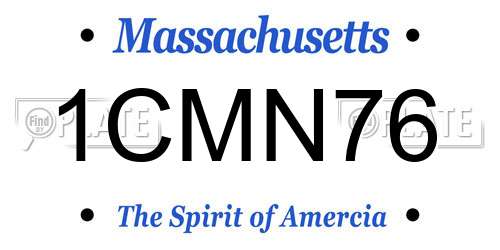 1CMN76 Massachusetts License Plate
