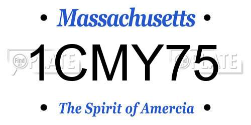 1CMY75 Massachusetts License Plate
