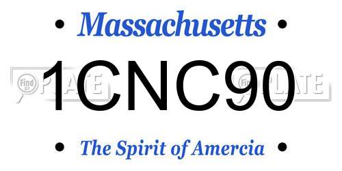 1CNC90 Massachusetts License Plate