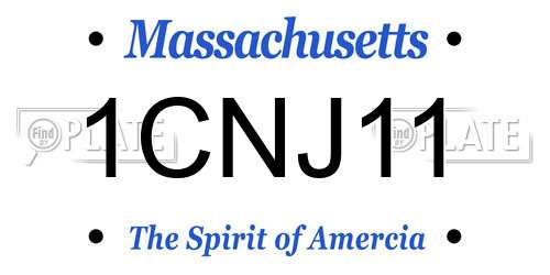 1CNJ11 Massachusetts License Plate