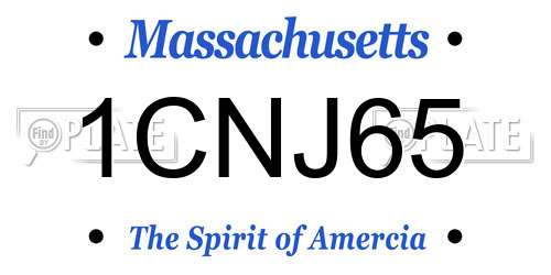 1CNJ65 Massachusetts License Plate