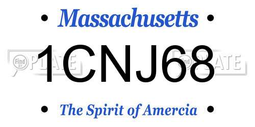 1CNJ68 Massachusetts License Plate