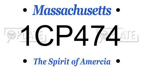 1CP474 Massachusetts License Plate