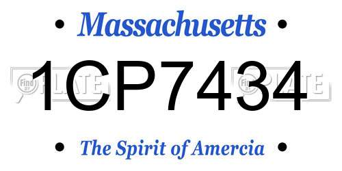 1CP7434 Massachusetts License Plate