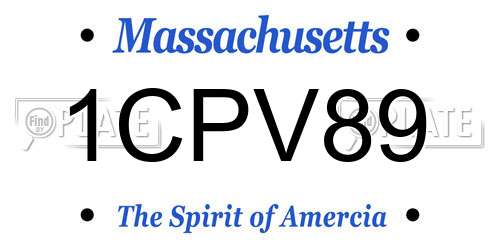 1CPV89 Massachusetts License Plate