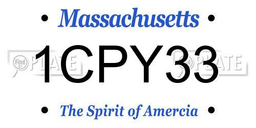 1CPY33 Massachusetts License Plate