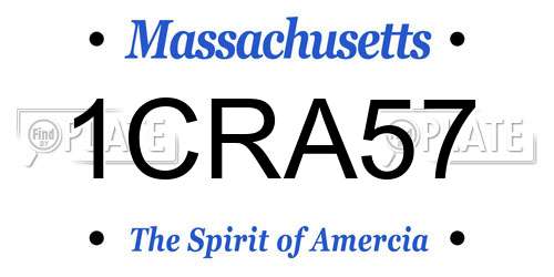 1CRA57 Massachusetts License Plate