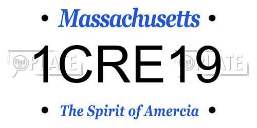 1CRE19 Massachusetts License Plate
