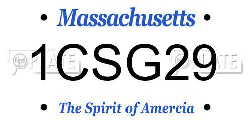 1CSG29 Massachusetts License Plate