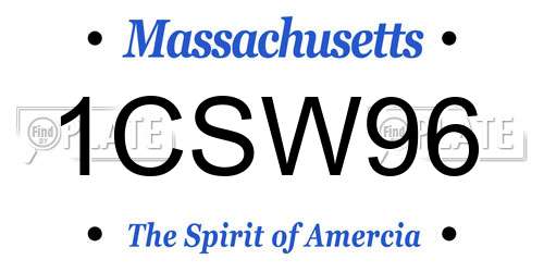 1CSW96 Massachusetts License Plate