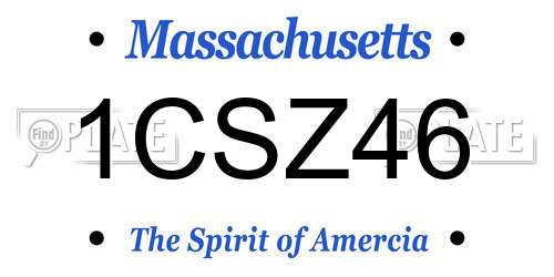 1CSZ46 Massachusetts License Plate