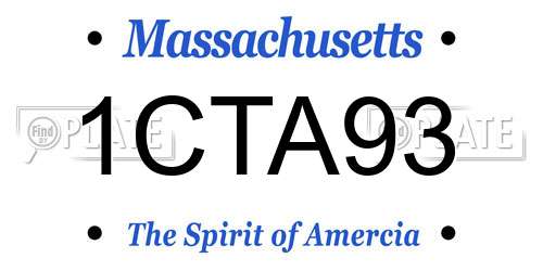 1CTA93 Massachusetts License Plate
