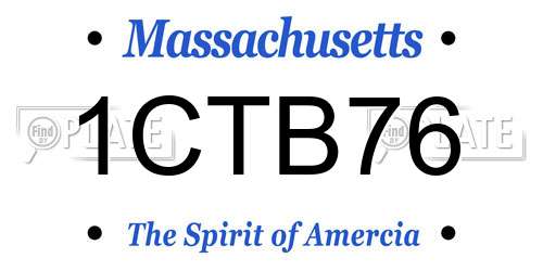 1CTB76 Massachusetts License Plate
