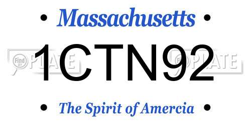 1CTN92 Massachusetts License Plate
