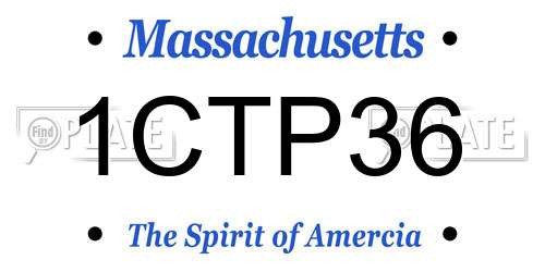 1CTP36 Massachusetts License Plate