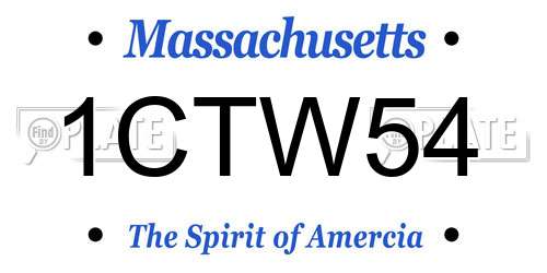 1CTW54 Massachusetts License Plate