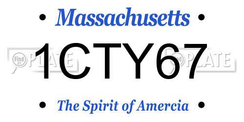 1CTY67 Massachusetts License Plate