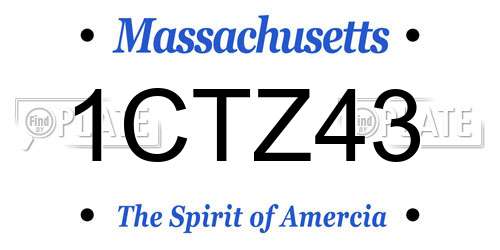 1CTZ43 Massachusetts License Plate