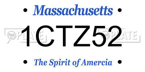 1CTZ52 Massachusetts License Plate