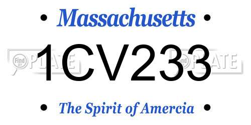 1CV233 Massachusetts License Plate