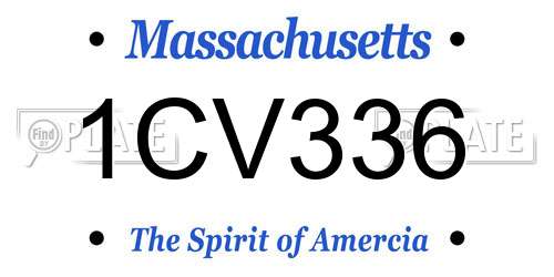 1CV336 Massachusetts License Plate