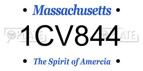 1CV844 Massachusetts License Plate