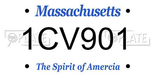 1CV901 Massachusetts License Plate