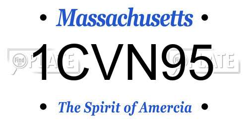 1CVN95 Massachusetts License Plate