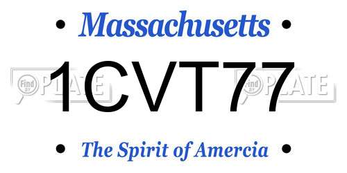 1CVT77 Massachusetts License Plate