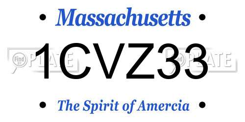 1CVZ33 Massachusetts License Plate