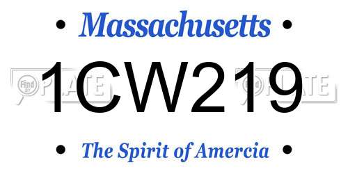 1CW219 Massachusetts License Plate