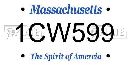 1CW599 Massachusetts License Plate