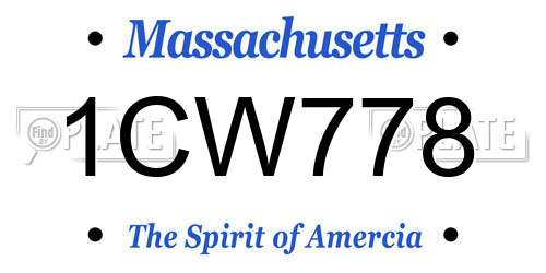 1CW778 Massachusetts License Plate