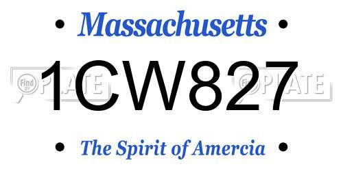 1CW827 Massachusetts License Plate