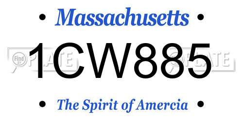 1CW885 Massachusetts License Plate