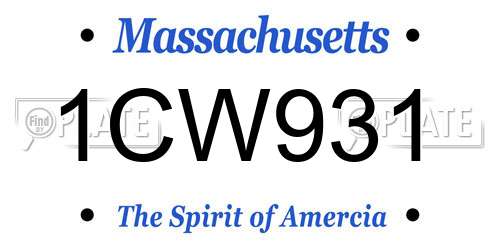 1CW931 Massachusetts License Plate