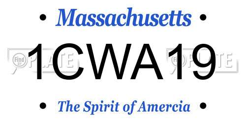 1CWA19 Massachusetts License Plate