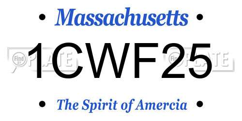 1CWF25 Massachusetts License Plate