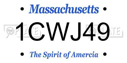1CWJ49 Massachusetts License Plate