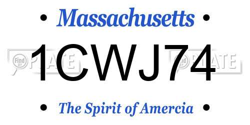 1CWJ74 Massachusetts License Plate