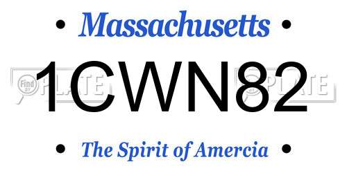 1CWN82 Massachusetts License Plate