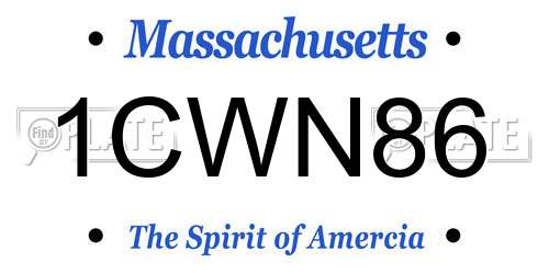1CWN86 Massachusetts License Plate