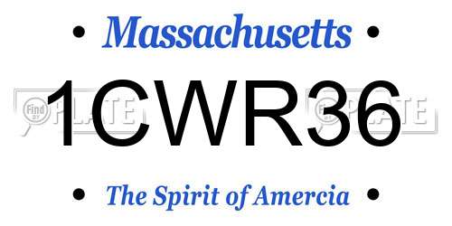 1CWR36 Massachusetts License Plate
