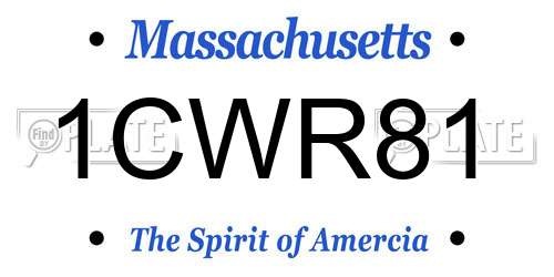 1CWR81 Massachusetts License Plate
