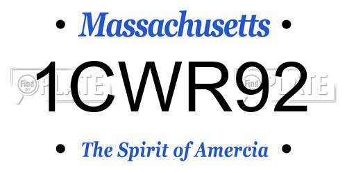 1CWR92 Massachusetts License Plate