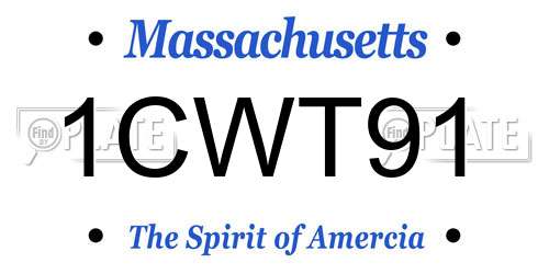 1CWT91 Massachusetts License Plate