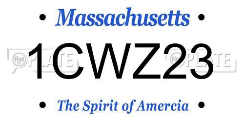 1CWZ23 Massachusetts License Plate