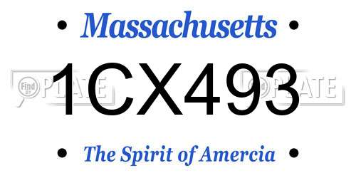 1CX493 Massachusetts License Plate