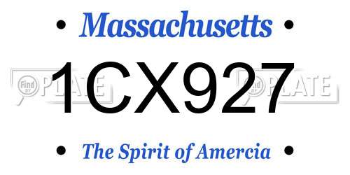 1CX927 Massachusetts License Plate
