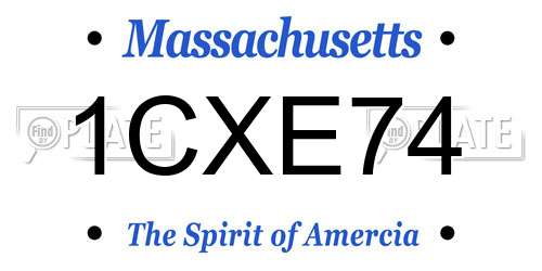1CXE74 Massachusetts License Plate